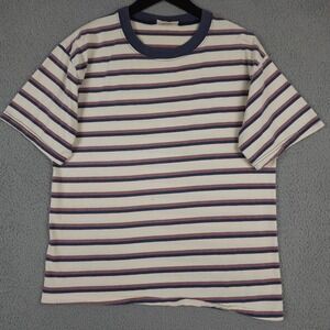 Vintage 90s Bale Dyed Originals TKO Shirt Mens M Red Blue Striped Grunge Skater